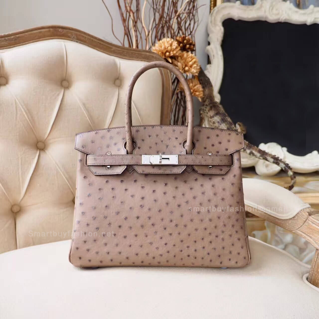 Hermes Birkin 30 Handbag in ck18 Etoupe Ostrich PHW